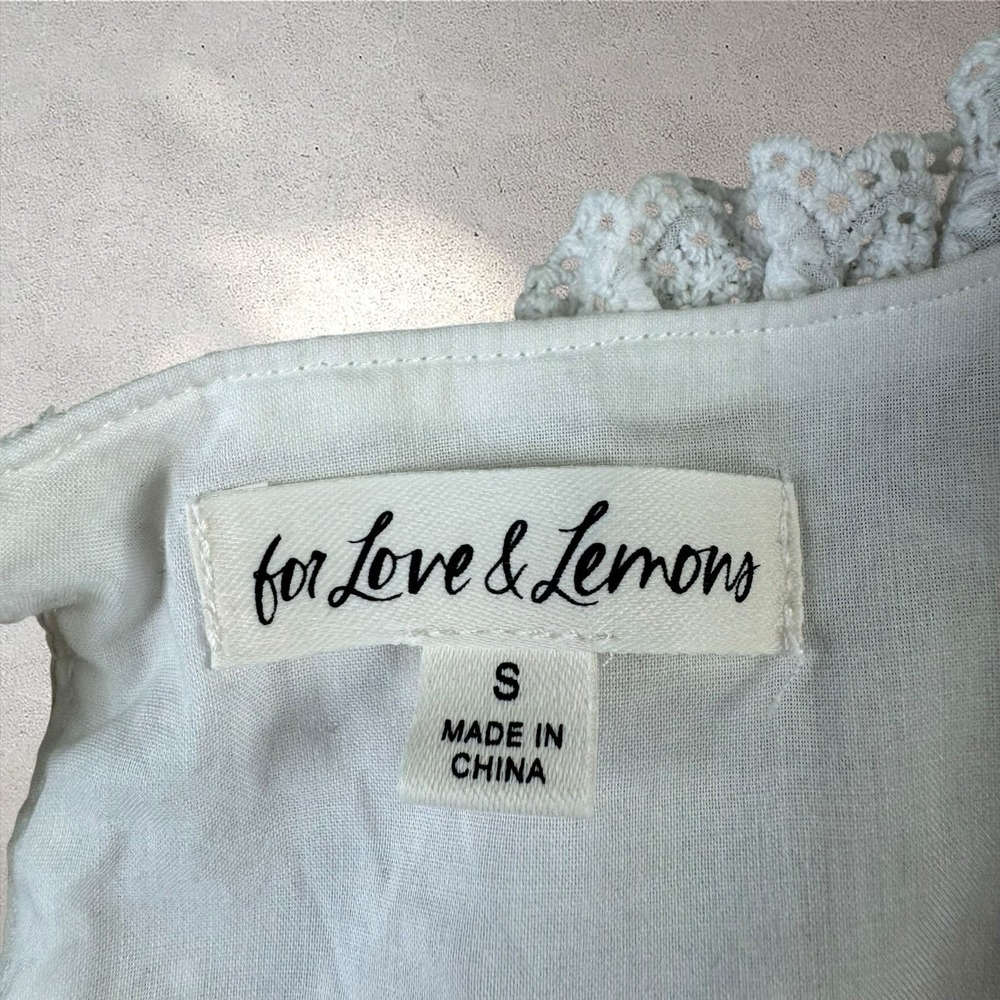 For Love and Lemons Iris Mini Dress White Eyelet Tiered Sz S - Picture 5 of 10